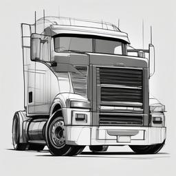 simple drawing of truck  minimal rough sketch scribbles,doodles,black and white