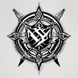 Berserk Brand of Sacrifice Tattoo-Symbolizing the brand of sacrifice from the Berserk manga, representing struggle and destiny.  simple color tattoo,white background