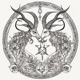 capricorn and libria symbols intertwin with each   ,tattoo design, white background