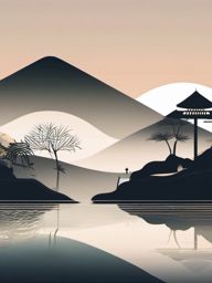 Simple Wallpaper - Minimalist Zen Garden Illustration  intricate patterns, splash art, wallpaper art