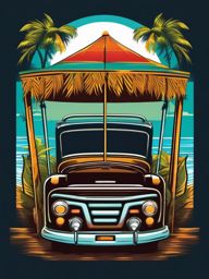 Tiki Bar Paradise - Transport your tee to a tropical tiki bar paradise with your design. , vector art, splash art, retro t shirt design