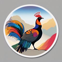 Himalayan Monal Sticker - A Himalayan monal with vibrant multicolored plumage, ,vector color sticker art,minimal