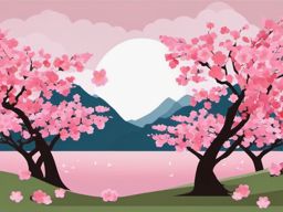 Cherry Blossom Clipart,Decorating a cherry blossom festival poster with cherry blossom clipart  simple, 2d flat