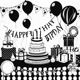 happy birthday clipart black and white at a birthday party - for joyous celebrations. 