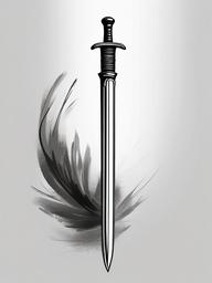 drawing of a sword in a scabbard  minimal rough sketch scribbles,doodles,black and white