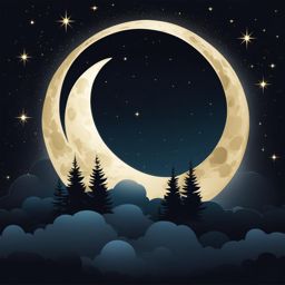 moon clipart - shining serenely in the night. 