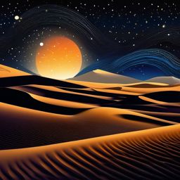 Black Night Background Starry Night Sky Over Desert Dunes wallpaper splash art, vibrant colors, intricate patterns