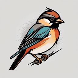 sparrow flash art  minimalist color tattoo, vector