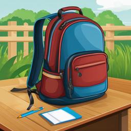 Backpack clipart - backpack on a table  clipart