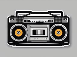 Cassette tape and boombox sticker- Musical nostalgia, , sticker vector art, minimalist design