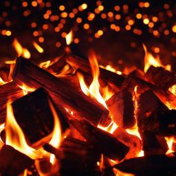 Fire Wallpaper - Glowing bonfire embers at night  background wallpaper