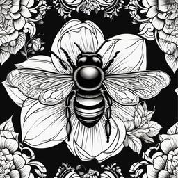 bee honeycomb flower tattoo  vector tattoo design