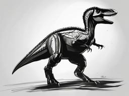 drawing of a Sinraptor dinosaur  minimal rough sketch scribbles,doodles,black and white