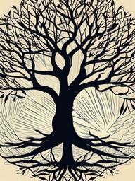 tree with branches tattoo  simple vector color tattoo