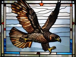 Stained Glass Falcon - Falcon diving for prey  