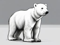 drawing of a polar bear cub  minimal rough sketch scribbles,doodles,black and white