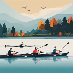 Rowing Race clipart - A competitive rowing race on the lake., ,vector color clipart,minimal