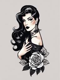 goth pin up tattoo  simple vector color tattoo