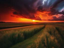 Sunset Wallpaper - Fiery sunset over stormy clouds.  sunset background