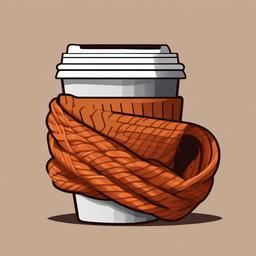 Coffee Cup clipart - coffee cup with a cozy scarf wrapped around it  color,minimalist,vector clipart