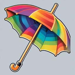 Rainbow Umbrella Sticker - Navigate a rainy day with style and color under a whimsical rainbow umbrella sticker, , sticker vector art, minimalist design