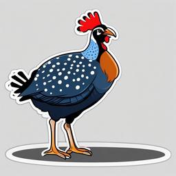 Guinea Fowl cartoon - spotted bird with a loud call  cartoon sticker style