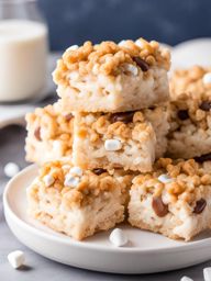 a warm and comforting rice krispie treat, gooey with melted marshmallows and crispy rice cereal. 