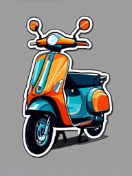 Scooter Kickstand Sticker - Parked and ready, ,vector color sticker art,minimal