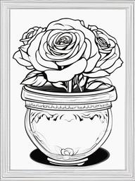 Rose Coloring Pages - Miniature rose in a tiny flowerpot  simple coloring pages