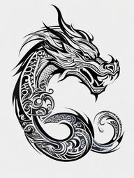 maori dragon tattoo  simple color tattoo,minimalist,white background