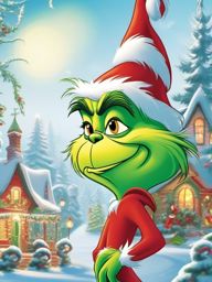 Grinch Wallpaper - Whoville Christmas Celebration  wallpaper style, intricate details, patterns, splash art, light colors