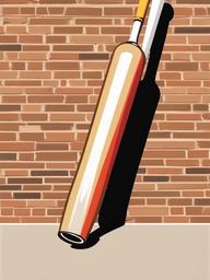 Baseball bat leaning against a wall clipart.  vector style illustration, white background