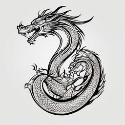 Dragon Tattoo Feminine - Dragon tattoos designed with a more feminine and delicate touch.  simple color tattoo,minimalist,white background