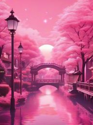 Kawaii Dreamland in Anime Pink Aesthetic Style Pink Aesthetic Anime Wallpaper intricate details, patterns, wallpaper photo