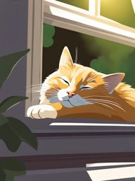 cat clip art: napping peacefully in a sunlit windowsill. 