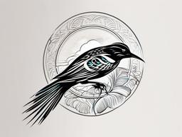 Hawaiian Iwa Bird Tattoo - Embrace the beauty of Hawaiian wildlife with a tattoo featuring the elegant Iwa bird.  simple vector color tattoo,minmal,white background