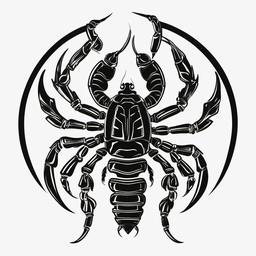 Scorpion Tattoo Symbol - Highlight the essence of a scorpion with a simple and symbolic tattoo design.  simple vector color tattoo,minimal,white background