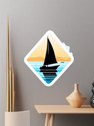 Sailboat on Crystal Clear Lake Emoji Sticker - Sailing through pristine waters, , sticker vector art, minimalist design