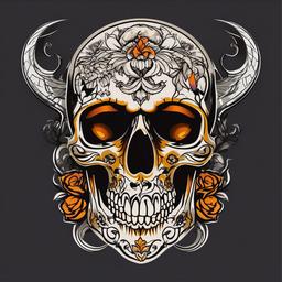 halloween skull tattoo  simple vector color tattoo