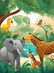 zoo clipart - an enchanting zoo where animals and visitors converse in a universal language 