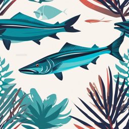 Barracuda Clipart - Barracuda hunting in tropical waters , minimal, 2d