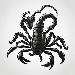 drawing of a cartoon scorpion with a smile  minimal rough sketch scribbles,doodles,black and white