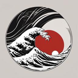 Black Japanese Wave Tattoo - Infuse Japanese aesthetics with a black ink Japanese wave tattoo.  simple vector color tattoo,minimal,white background