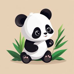 Panda Cub Clip Art - A cute panda cub learning to climb,  color vector clipart, minimal style