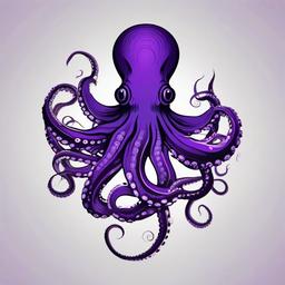 Purple Octopus Tattoo - Explore unconventional color palettes with a tattoo featuring a purple-hued octopus design.  simple vector color tattoo,minimal,white background