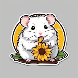 Hamster Sticker - A cute hamster munching on a sunflower seed. ,vector color sticker art,minimal