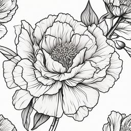 Carnation Flower Tattoo Outline,Beauty of clean lines in a carnation flower tattoo outline, a subtle and sophisticated choice.  simple color tattoo,minimal vector art,white background