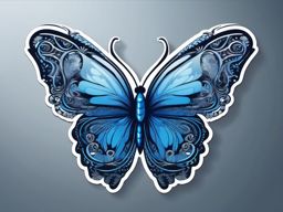 Blue Butterfly Sticker - A delicate blue butterfly with intricate patterns. ,vector color sticker art,minimal