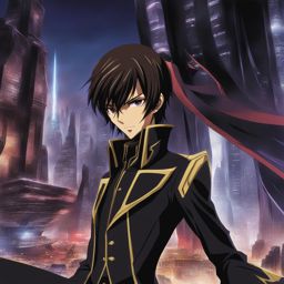 lelouch lamperouge commands his rebellion from the command center of a futuristic war-torn city. 