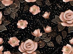 Rose Gold Glitter Black Background  